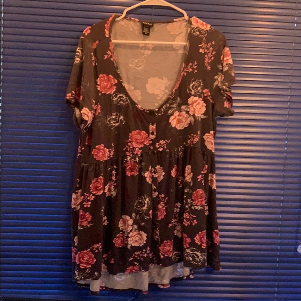 Pink and grey floral shirt